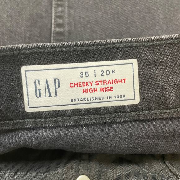 Gap Women's Cheeky Straight High Rise Distressed Black Jeans Size 35 - Picture 2 of 5